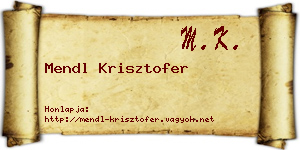 Mendl Krisztofer névjegykártya